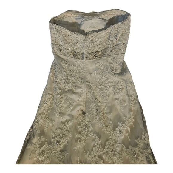 DAVID TUTERA Ivory Lace Beaded Wedding Dress - Size 8‎ - Picture 7 of 12